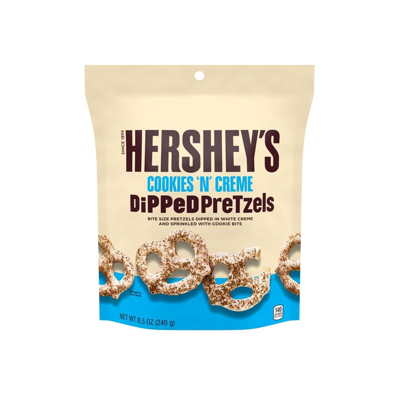 Hersheys Dipped Pretzels - White Creme & Cookie Bits - 1 x 240g