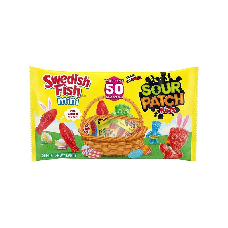 Swedish Fish Mini & Sour Patch KidsVariety Pack 50 Bags Assorted - 1 x 750g