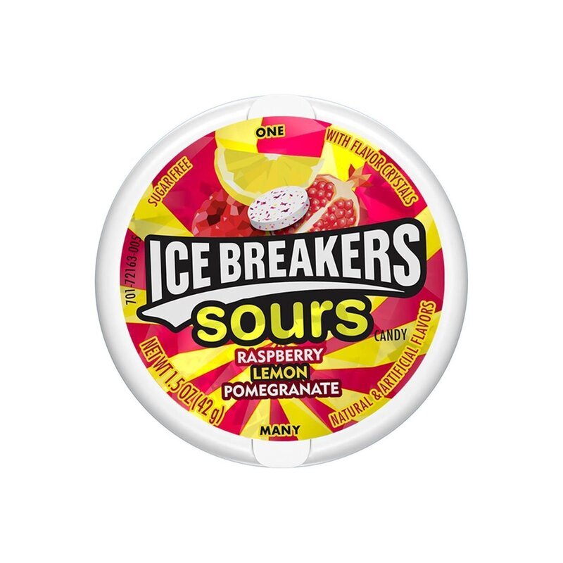 Ice Breakers Sours - Raspberry, Lemon, Pomegranate - Sugar Free - 42g