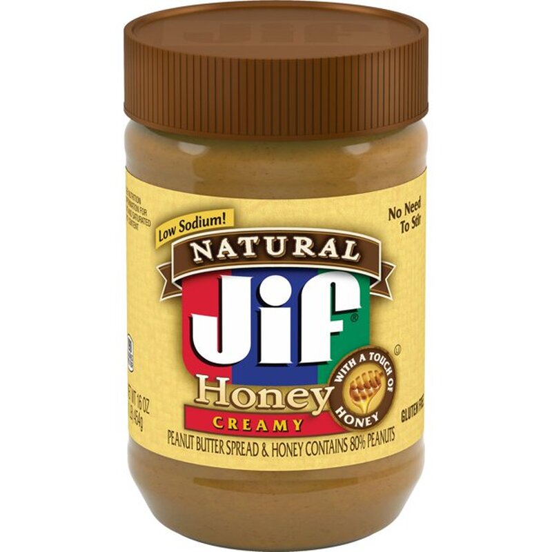 JIF - Natural Creamy Peanut Butter and Honey - 454g