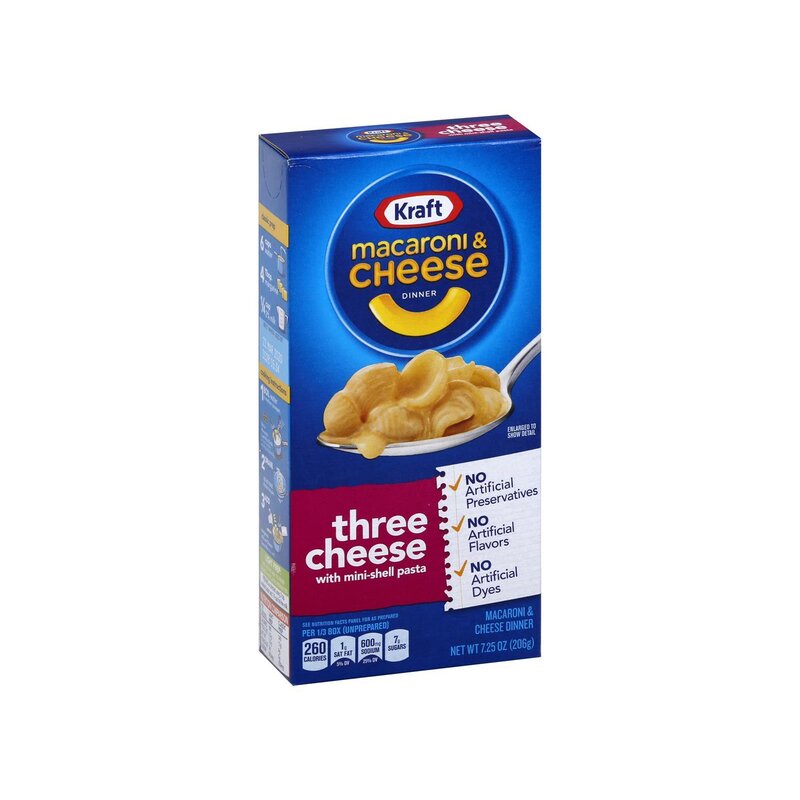 Kraft Mac & Cheese Three Cheese with Shell Pasta - 206g