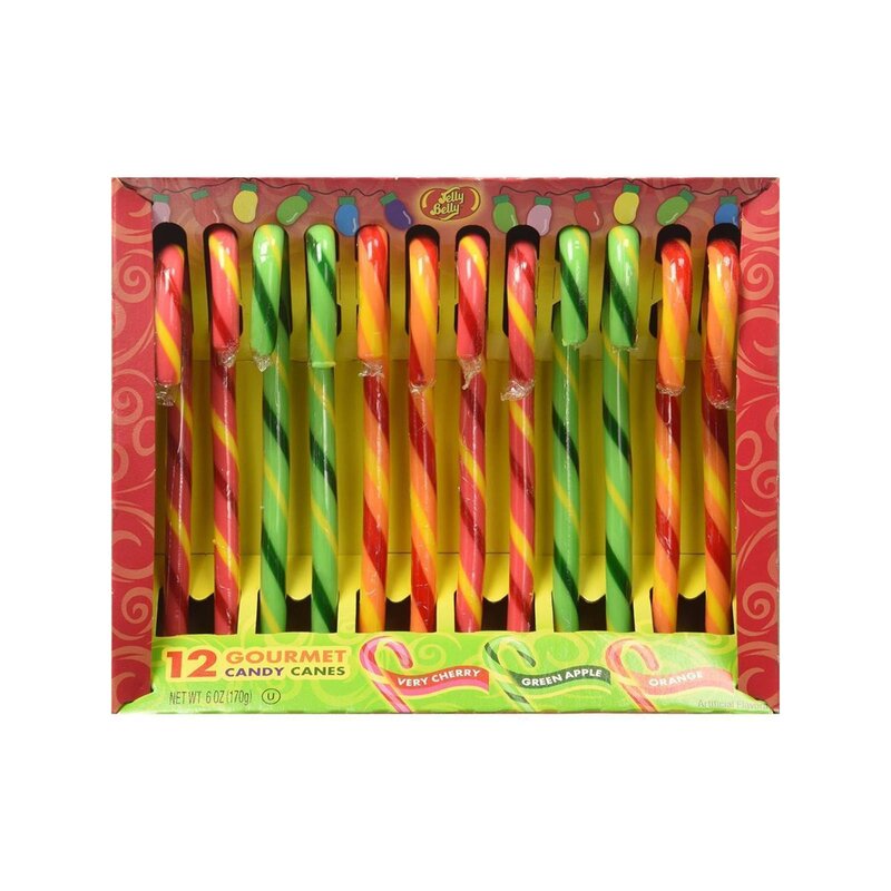 Jelly Belly Gourmet Candy Canes - Very Cherry, Green Apple, Orange - 1 x 150g